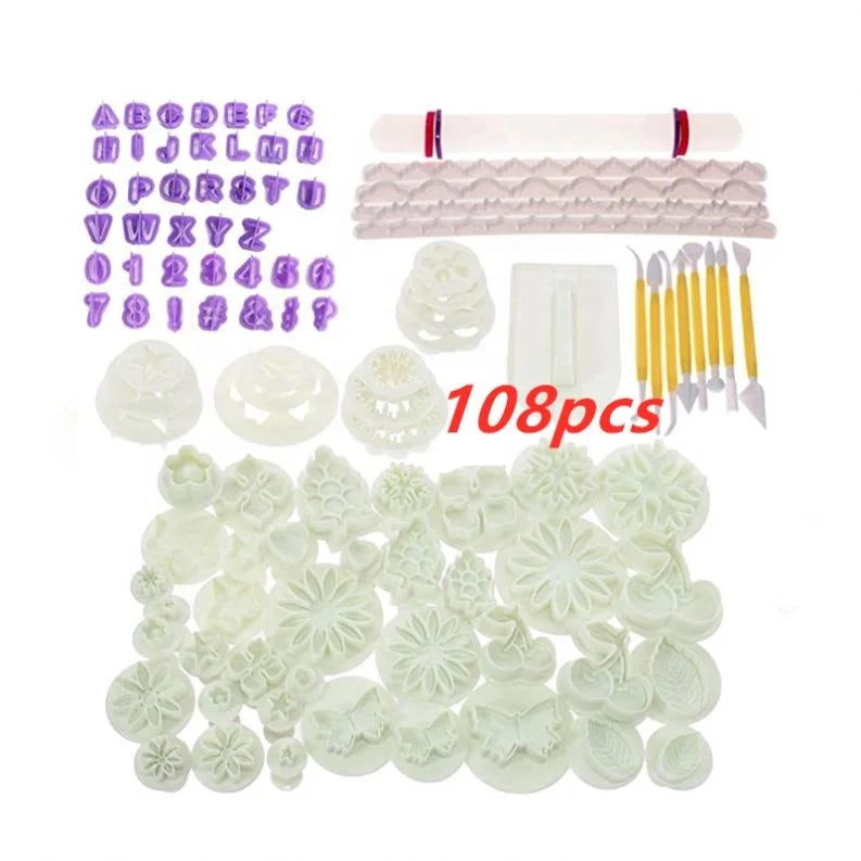 Cake Bakeware 22 Sets of 108 Pcs of Spring Cake Biscuit Set Embossed Printing Mold Sugar Craft Icing Decoration Kit with Flower