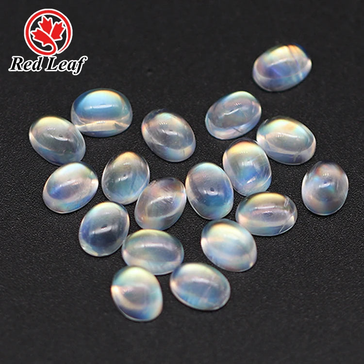 Redleafgems New Arrival Natural Stone Rainbow Cabochon in Oval Cut Loose Moonstone Gemstone Wholesale for Jewelry Making