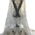Latest Fashion Sequins Wedding Lace Fabric Ivory White Elegant Beaded Laces Fabrics for Dresses