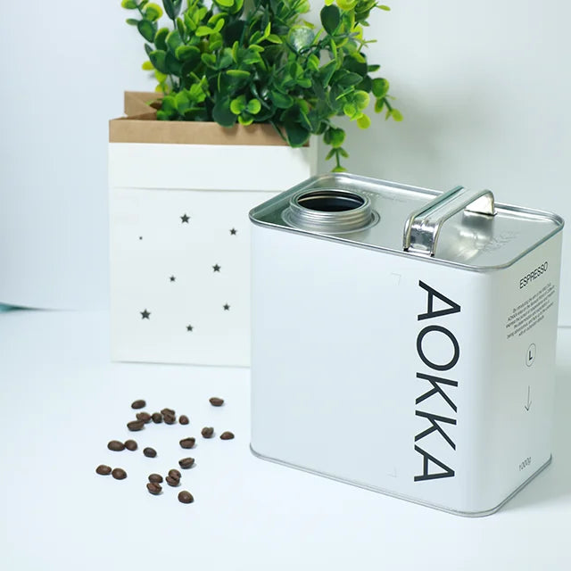 Factory Custom Empty 1kg Coffee Tin Can Coffee Packaging Tin With Handle Canister Tin Coffee Box Big Size