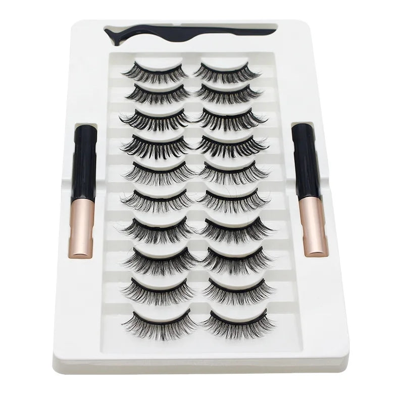 Top Quality 5 Magnets Eyelashes Wholesale Price 3d Magnetic Eyelashes Kit with Magnetic Eyeliner Private Label Magnetic Eyelash