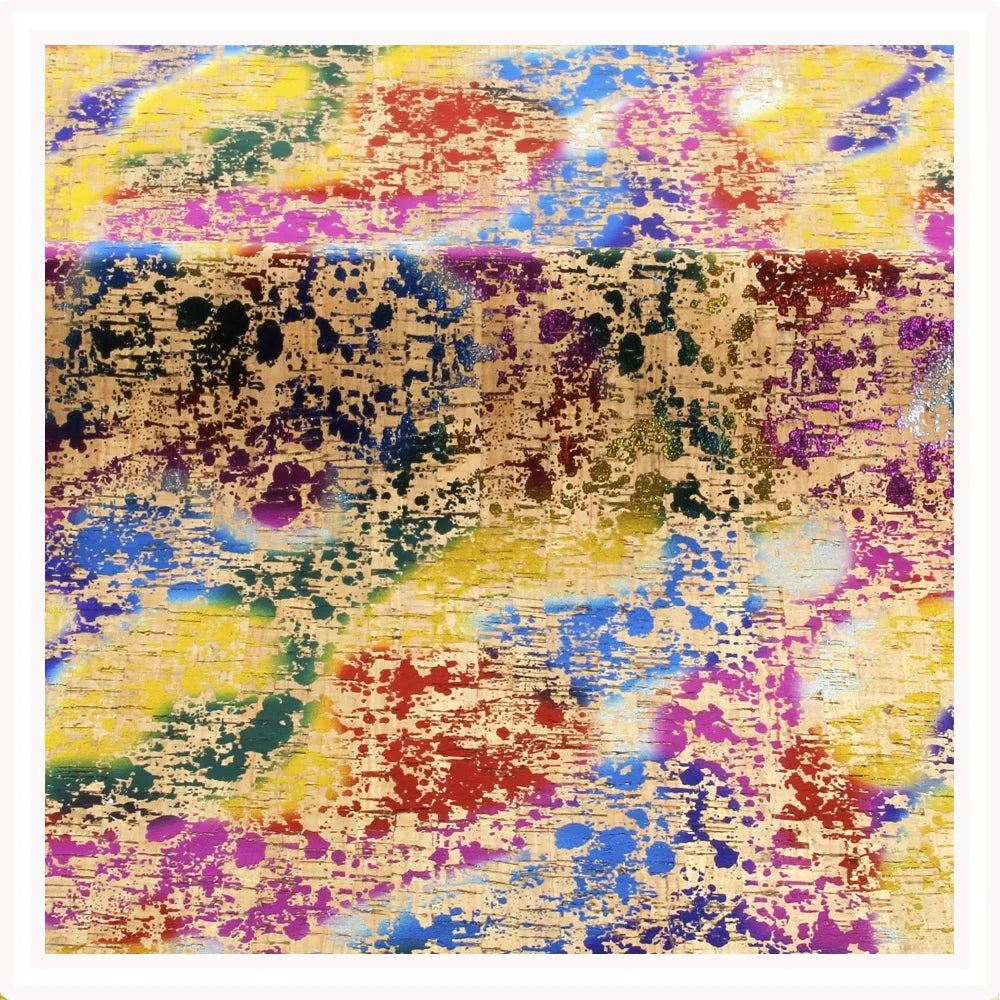Iridescent Rainbow Exotic Cork Fabric - Eco-Friendly Natural T/C Backing Replaceable | Custom Portugal for Handbags/Sandals