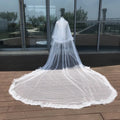 Custom Length Ivory White 4m Long 3m Wide Double-Layer Bride Wedding Veil Soft Yarn Trailing Comb Long Hemmed Bridal Veil