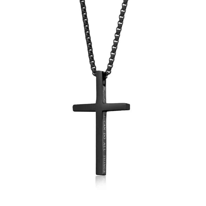 Customizable Stainless Steel Cross Pendant with Trendy Gold Plated Link Chain Religious Jewelry Charms for Fashion Necklaces