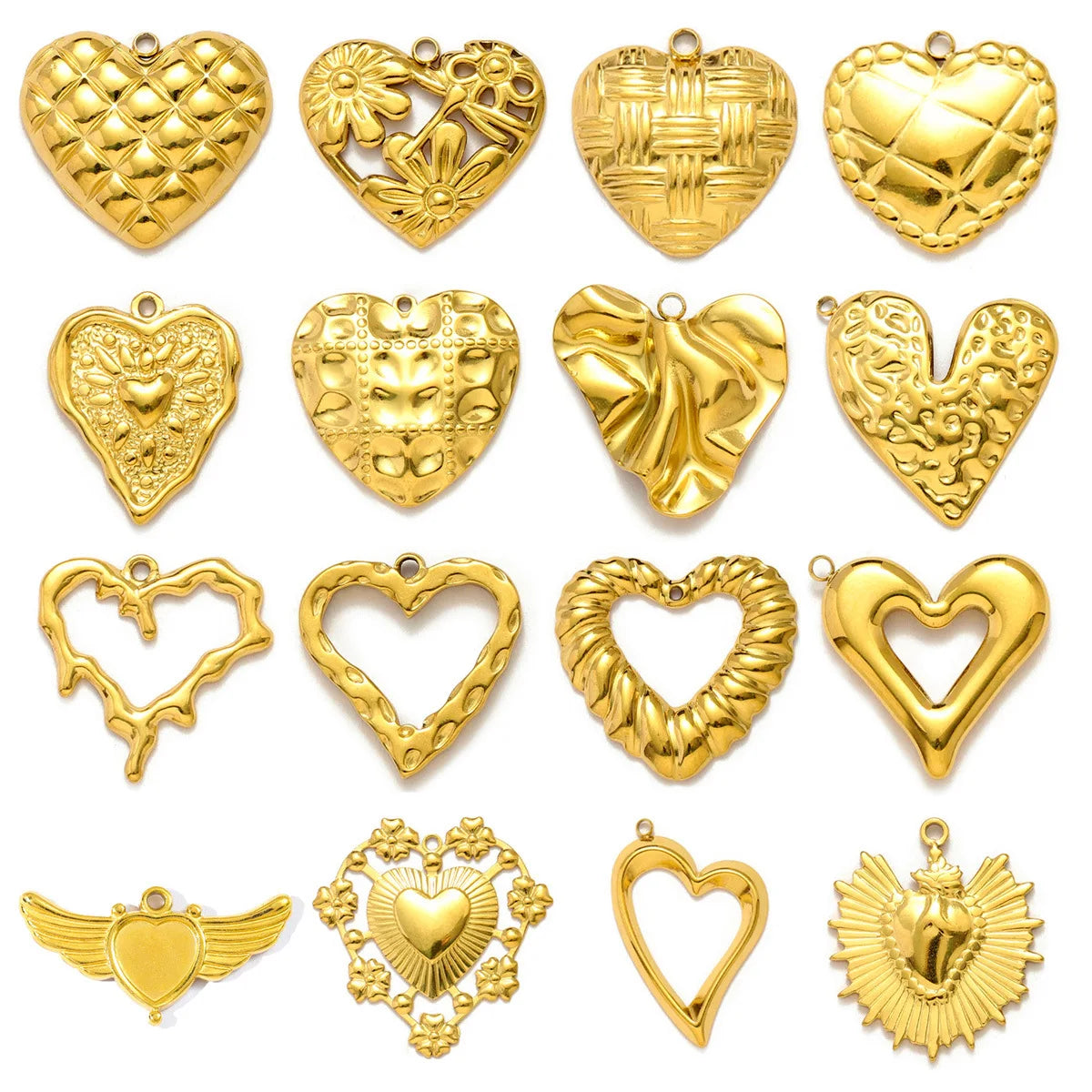 Beimai OEM Children's Charms for Jewelry Making Irregular Heart Wing Waterproof 18K Gold Plated Stainless Steel DIY Earrings