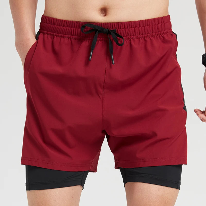 Sport Men Polyester Quick Dry Shorts Double Layer Towel Loop Athletic Shorts Training Breathable Shorts