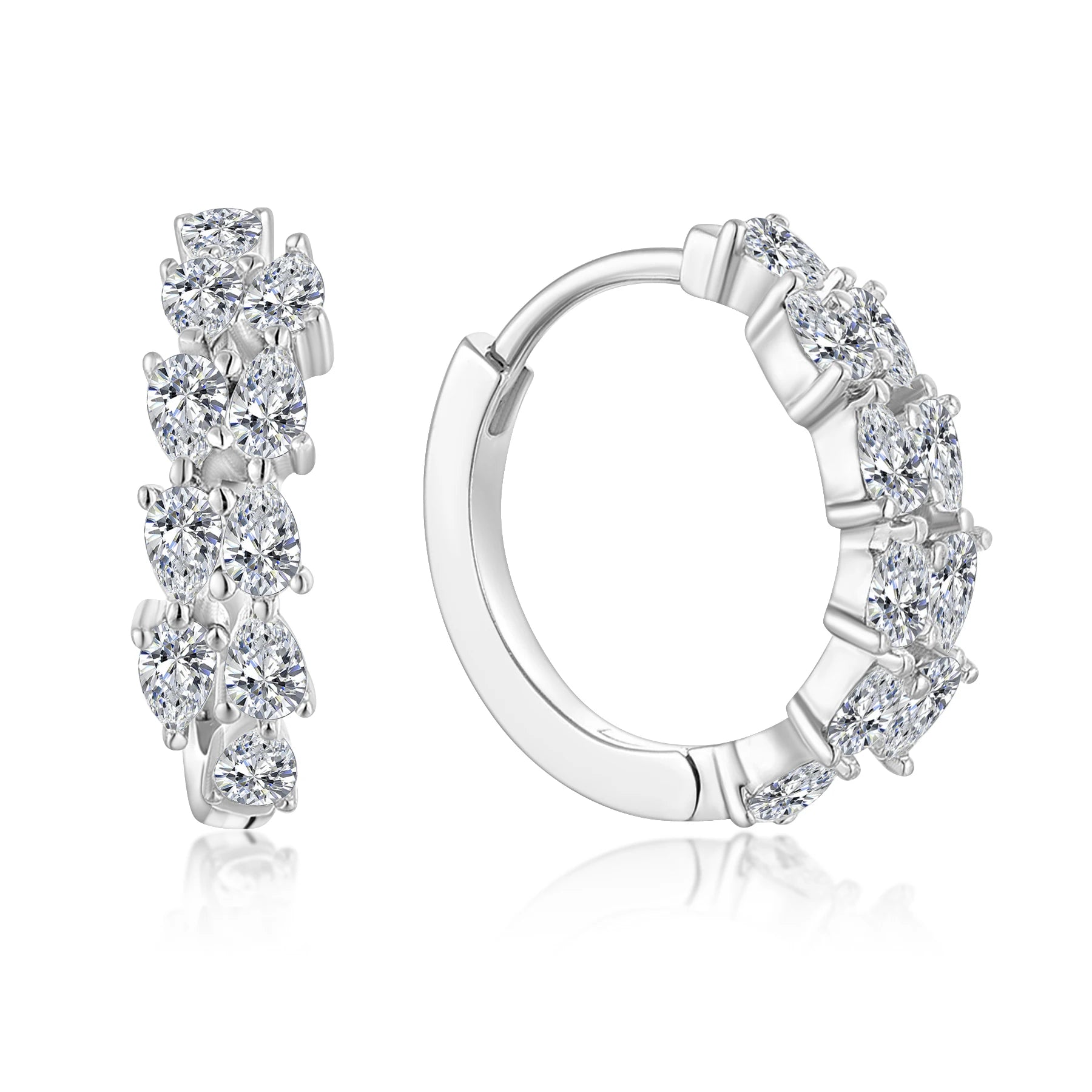 Qingxin New Arrivals Vintage Style Fine Jewelry 925 Sterling Silver Zircon Round CC Huggies Hoop Earrings for Women