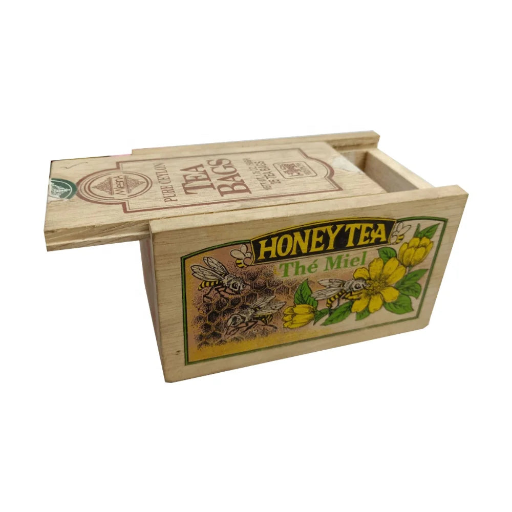 Handmade Solid Paulownia Wooden Keepsake Box with Sliding Lid Rectangle Shape and Custom Logo Printing for Stash Storage