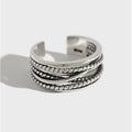 Multiple Layers Vintage Style Jewelry S925 Sterling Silver Open Adjustable Punk Shape Rings for Women Men AR1011