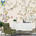 YKML 152 Custom Modern 3D Gold Bird and Flower Mural Wallpaper Waterproof Anti-Static for Wall Decoration Botanical Pattern