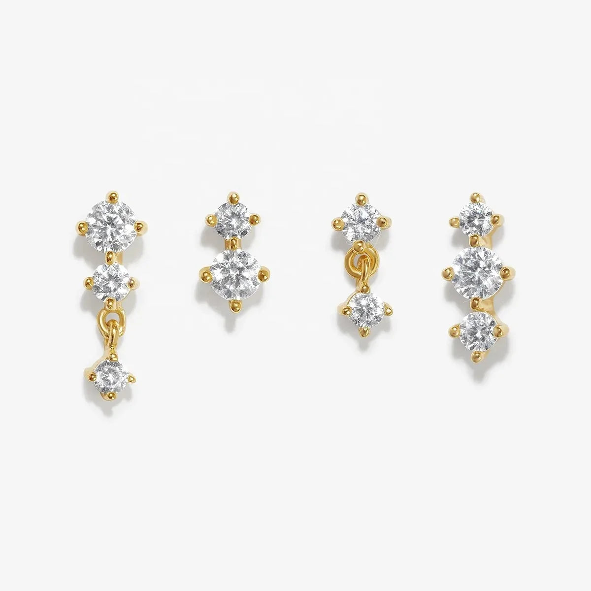 LOZRUNVE Silver 925 Jewelry Wholesale Fashion Gold Plated Zirconia Earring Stud Set