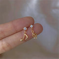 INS Cute Fashion Pure 925 Sterling Silver Asymmetrical Musical Notes Stud Earrings for Women Girls Jewelry