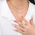 Chris April in Stock PVD Gold Plated 316L Stainless Steel Minimalist Adjustable Drawstring Snake Chain Necklace for Women