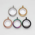 20mm Floating Memory Glass Locket Frosted Twist Screw Frosting Pendant Necklace Stainless Steel + Glass Medallion