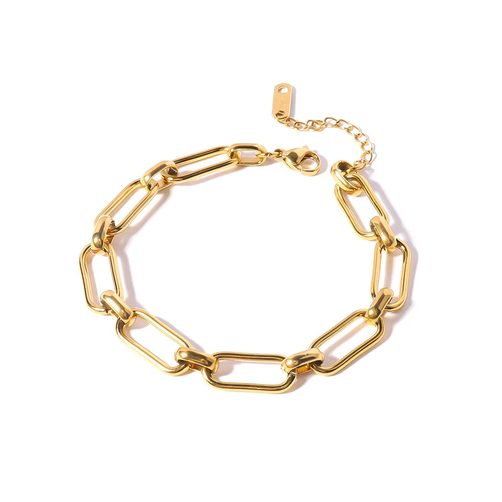 Luxury Women Jewelry Gold Plated Stainless Steel Link Chain Adjustable Bracelet for Women Girl