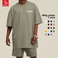 SK 280G Heavy-Duty Crewneck Drop Shoulder Heavy-Duty T-shirt Oversized Graffiti Blank Plain T-shirt Sport T-shirt Short Sleeve
