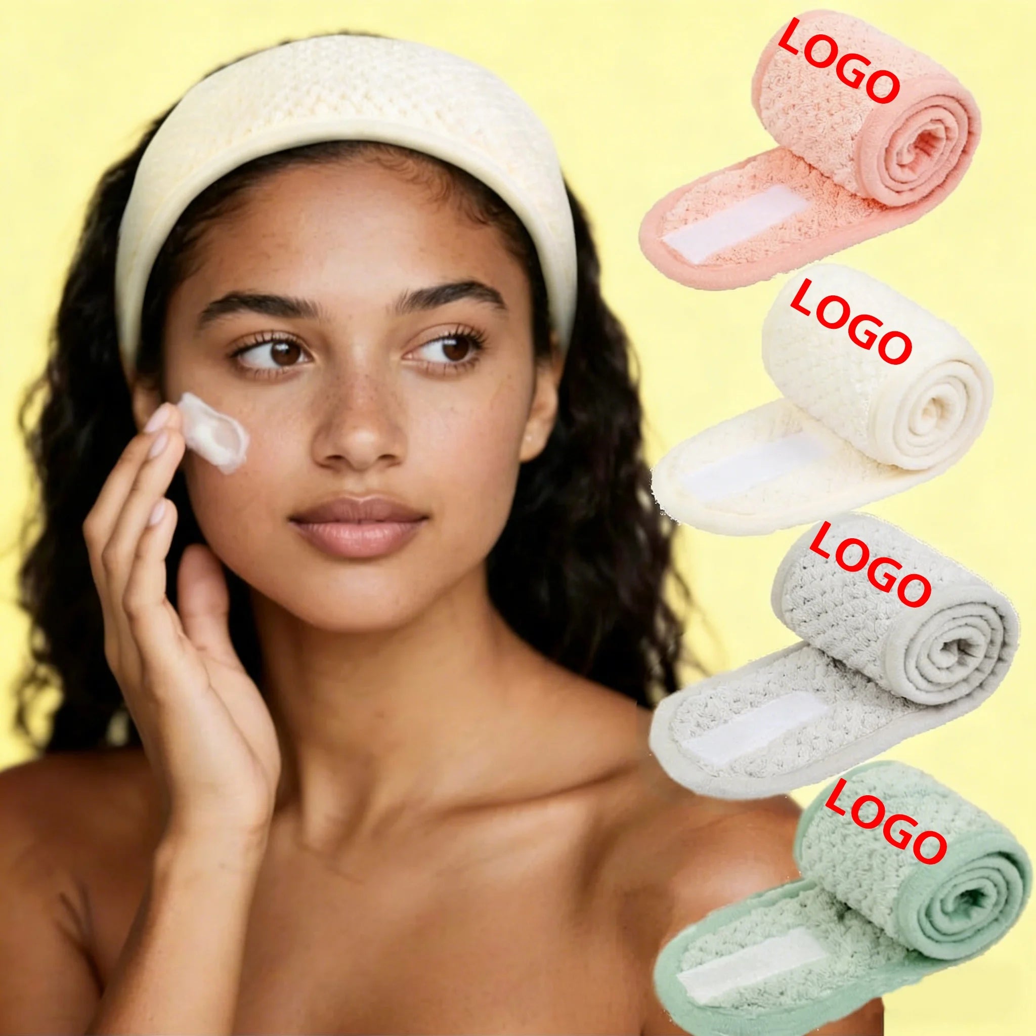 Spa Facial Headband Makeup Hair Wrap Adjustable Hair Band Soft Towel Head Band for Face Washing Shower Sports Yoga Custom Logo