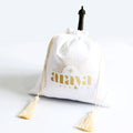 Custom White Soft Silk Drawstring Bag with Gold Tassel for Women Handbag Shoe Gift Luxury Dress Packaging Dust Pouch