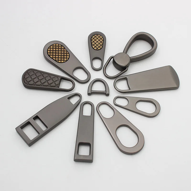 Nolvo World  Low Moq Metal Matte Nylon Zipper Puller Metal Head Zipper Pulls logo Zipper Slider for /clothes