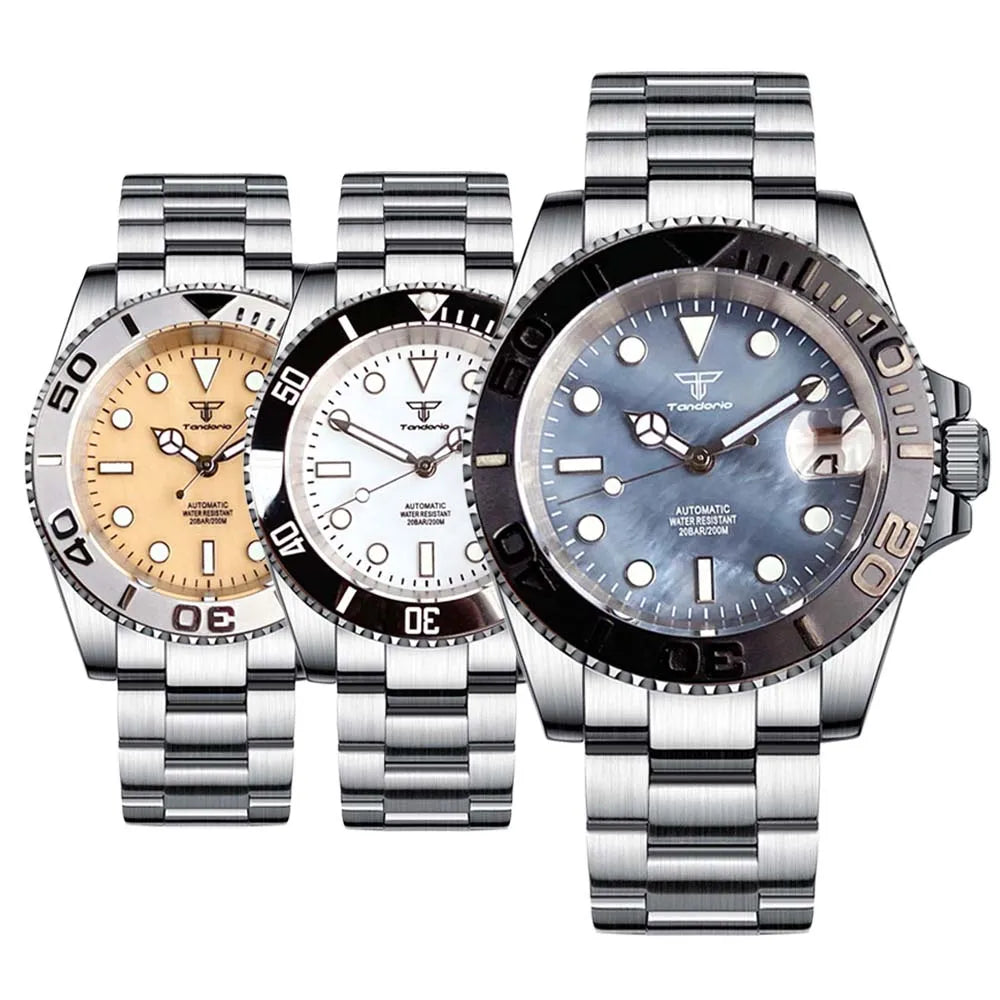 SUB 200M Water Resistence Diving Automatic Watch for Men Japan NH35 Movt MOP Dial 40mm Ceramic Insert 904L Band 120click Bezel