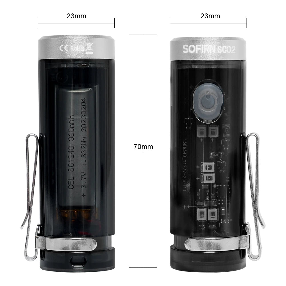 Sofirn SC02 320lm Mini Flashlight RGB Rechargeable Keychain EDC Light High CRI Waterproof Led Flashlight