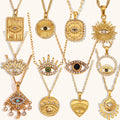 Dingran Fine Jewelry Evil Eye Zircon Necklace Set 18K Gold Plated Stainless Steel Jewelry Set