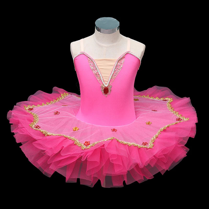 Tutu Girls Pompous Skirt Professional Children's Dance Dress Princess pink