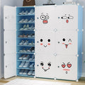 Household Foldable Storage Cabinet Kids' Convertible & Extendable Shoe Rack for Living Room Kids' Combination Storage Solution