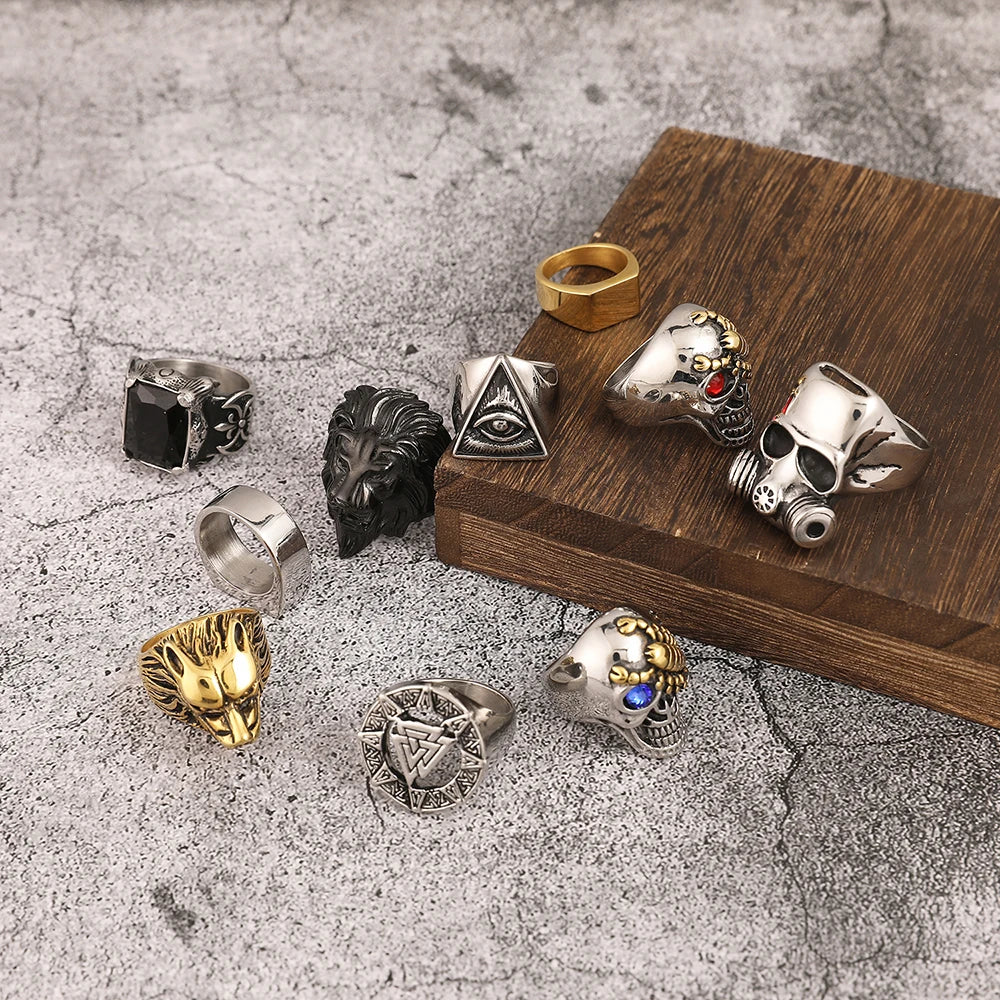 Custom Fashion Men's Finger Ring Stainless Steel Jewelry Skull Silver Ring for Man