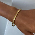 J&D 18k Gold Stainless Steel 4mm White Round Zircon Diamond Clasp Bangle Bracelet 50x60mm with Elegant Sparkle Design