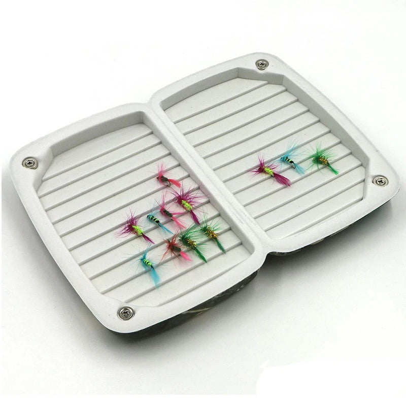 Custom Small MOQ RTS Custom Dark EVA Foam Green Fishing Fly Box with Epoxy logo