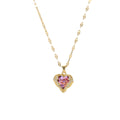 Stainless Steel Chain Necklace Ladies love Pendant Micro Zirconia Colorful Crystal Necklace