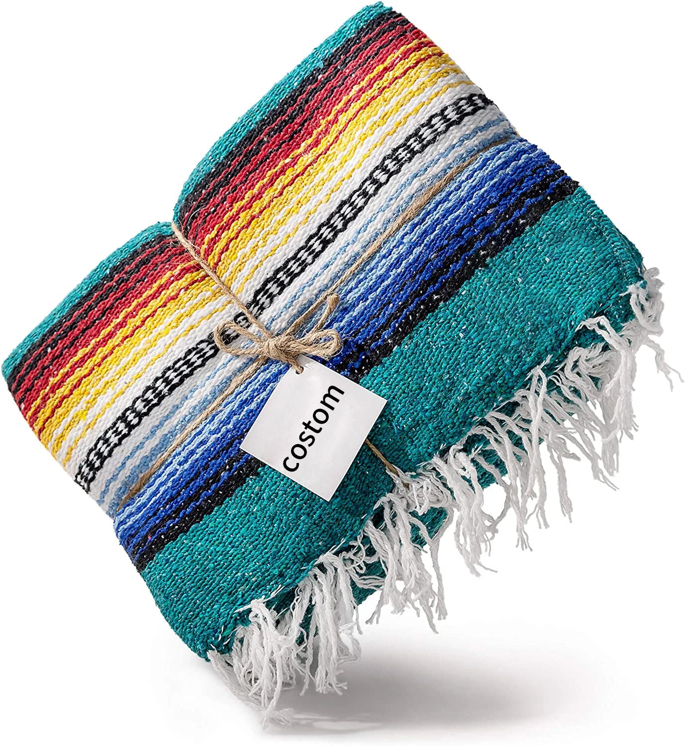 Factory Directly Customized Printed Size Large Assorted Bright Colors Portable Bulk Soft Yoga Mexican Blanket