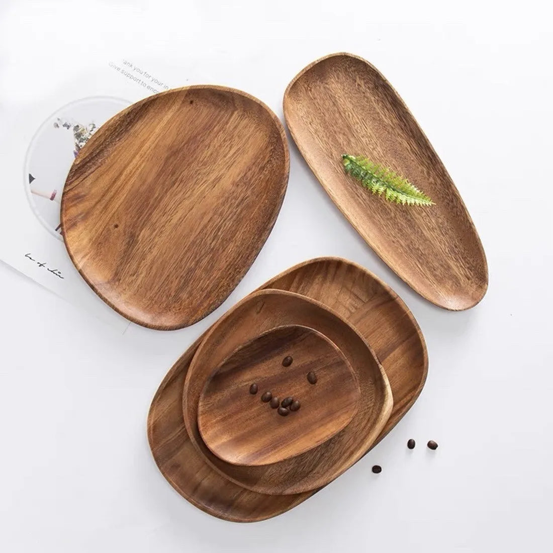 Custom Wholesale Kitchen  Wood Rectangular Round Irregular Food  Customized Acacia Wood Dinner Wooden Plate