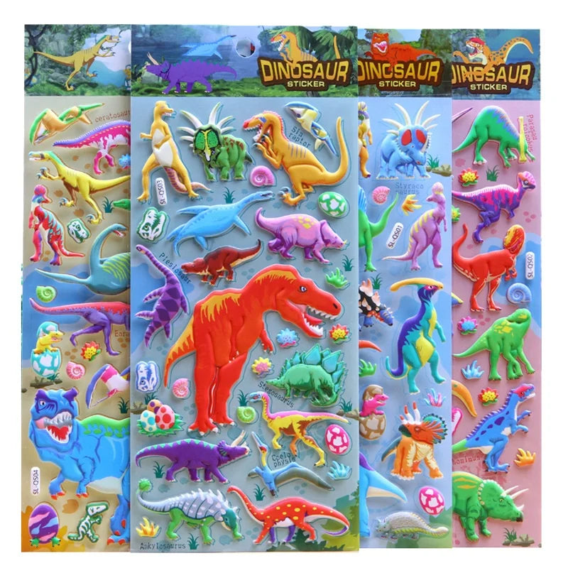 School Boys DIY Gifts Cartoon Cute Foam 3d Puffy Stickers Dinosaur for Kids