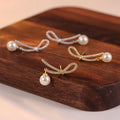 Fashion Jewelry 18K Gold Plated 925 Sterling Silver Bowknot Shell Pearl Stud Earring Jewelry Women 925 Silver Earring Wholesale