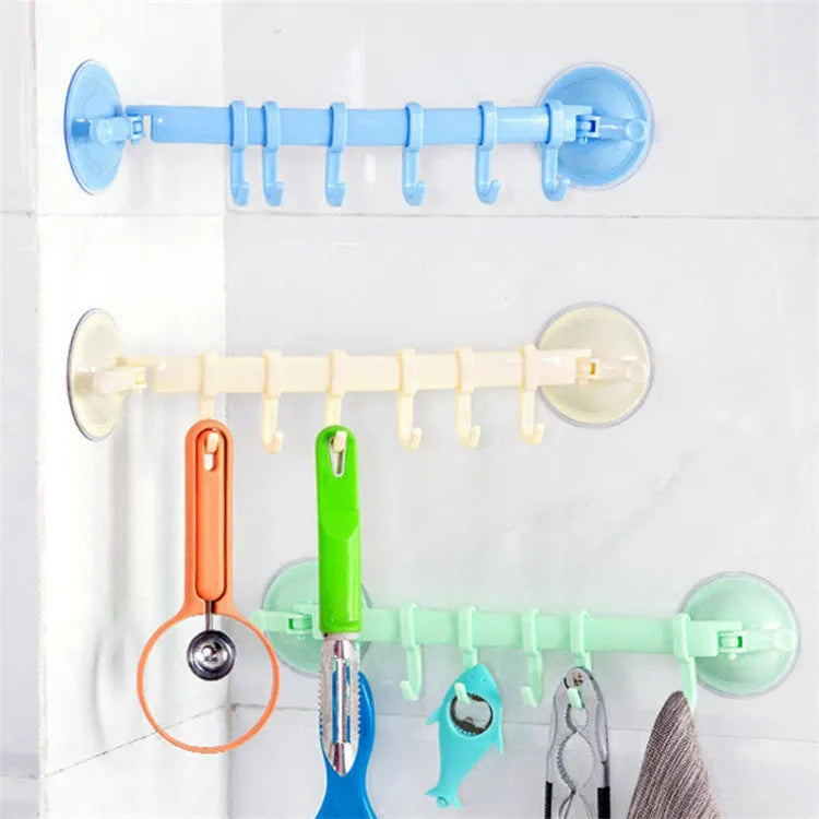 Adjustable 6-in-1 Eco-friendly PP Plastic Corner Hooks for Bathroom Kitchen Living Room-Wall Mounted Clothing Organizer Tool