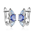A409 Competitive Pricing Classic Light Blue Gemstone 925 Sterling Silver Heart 7x7mm Mystic Quartz Topaz Three Stone Earrings