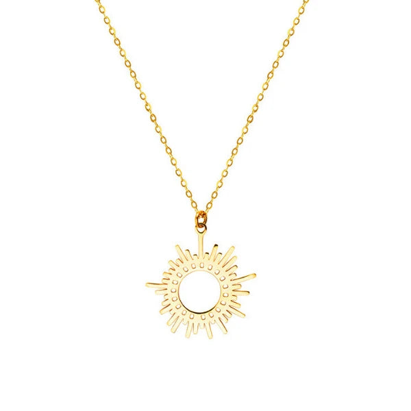 Ins  Hot Selling 18K Gold Plated Stainless Star Sun Pendant Necklace for Women