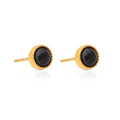 Chris April Fashion Jewelry 316L Stainless Steel Natural Gem Blue Black Synthesis Turquoise Stud Earrings for Women