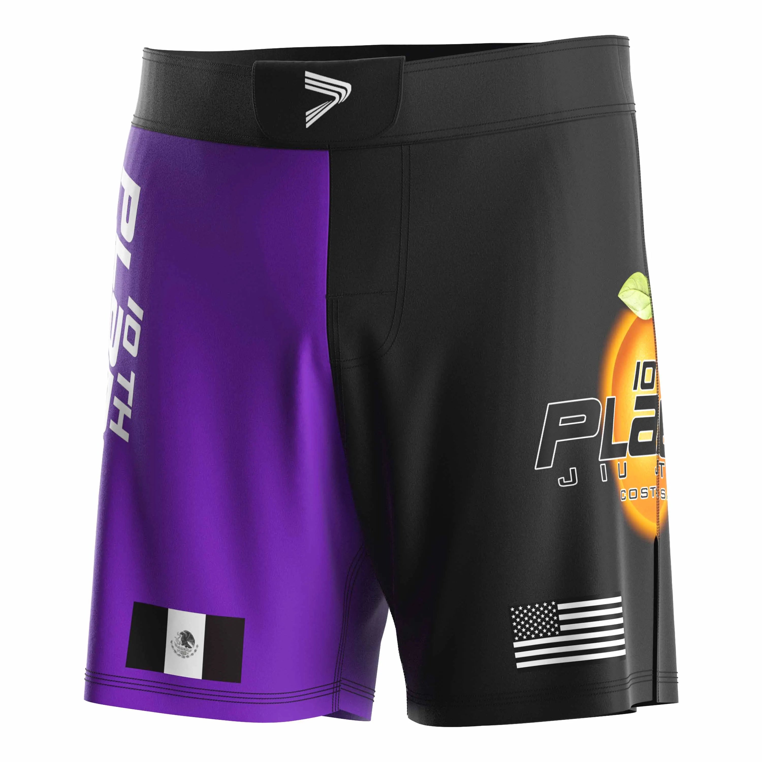 Custom Printed Ranked Jiu Jitsu Fight Shorts MMA 4 Way Stretch Men's Mid Thigh Grappling Shorts