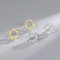 Popular Gold Plating 925 Sterling Silver Claw Setting Zircon Hollow Round Star Stud Earrings for Girls