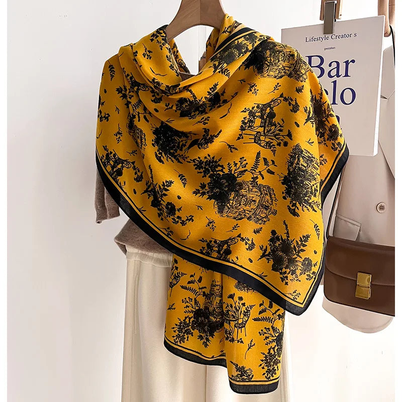 Fashion Long Soft Flower Pattern Headscarf Shawls Women Elegant Flower Printed Viscose Scarves Muslim Head Wrap Hijab Stoles
