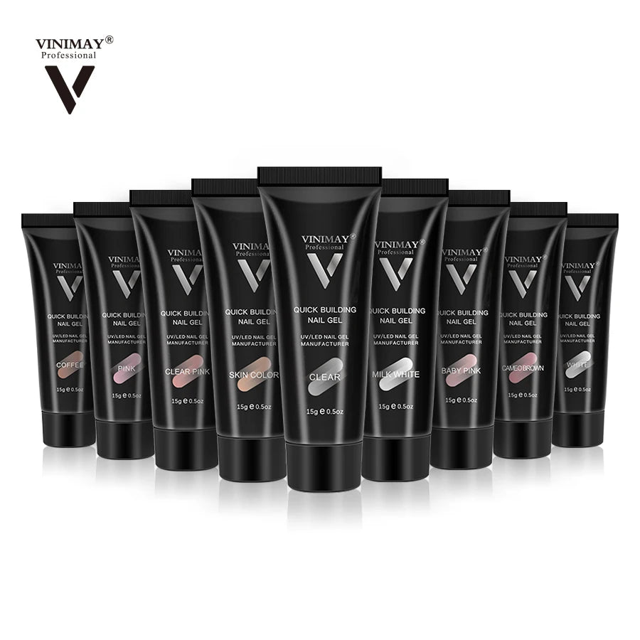 VINIMAY Nail Extension Salon Gel Natural 12 Colors 30ml Gel Polish Set Custom Logo Builder Acrylic Poly Gel Nail Polish Set
