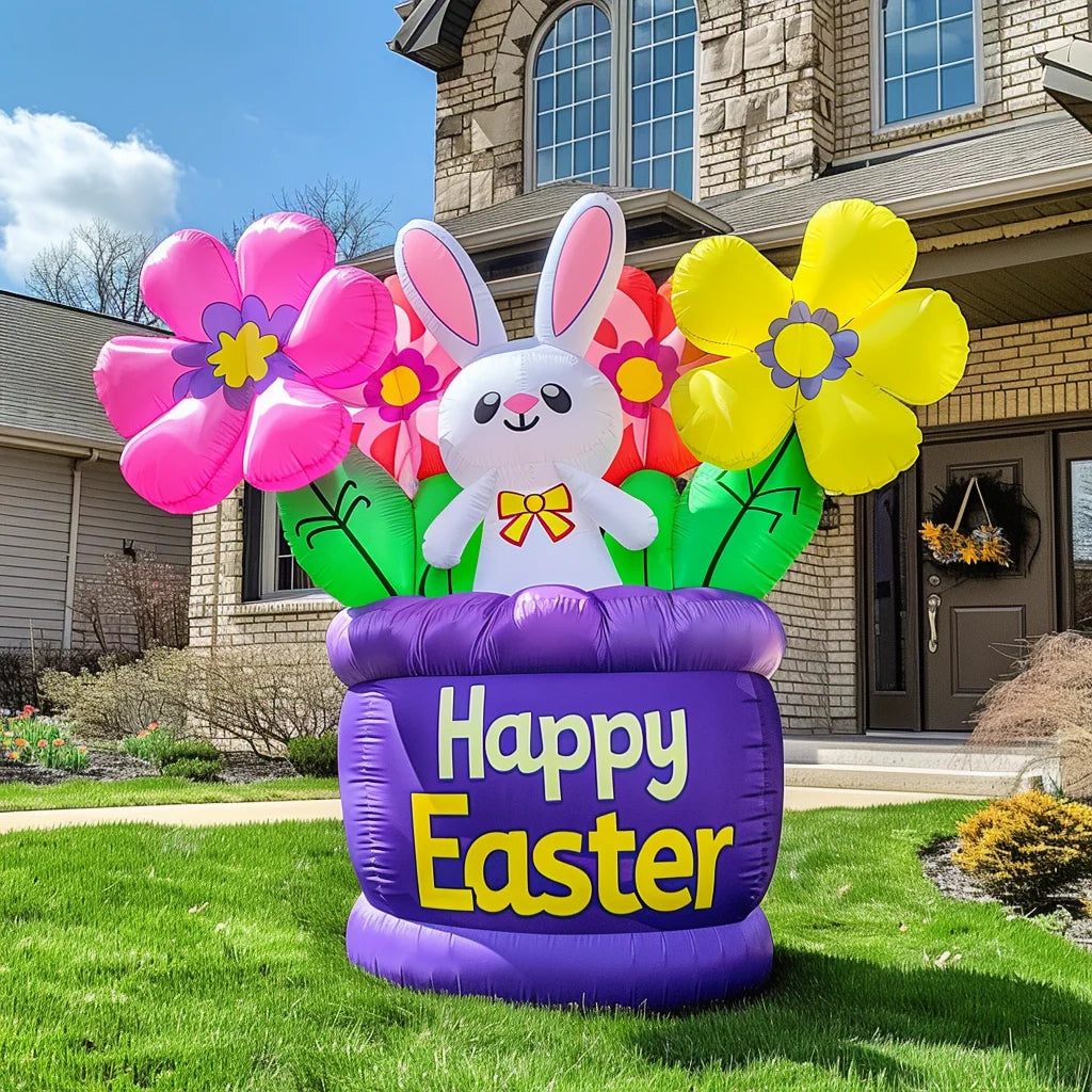 Wholesale Customized Easter Inflatable Full Color Design Custom Sizes 100% Polyester Yard Decoration LED Lights Holiday Supplies