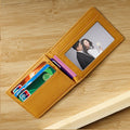 Real Leather ID Badge Card Holder Wallet with 1 Clear ID Window and 5 Card Slots for Offices School
