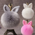 2022 Fur Pom Pom Keychains Fake Rabbit Fur Ball Key Chain Porte Clef Pompom De Fourrure Fluffy Bag Charms Bunny Keychain Keyring