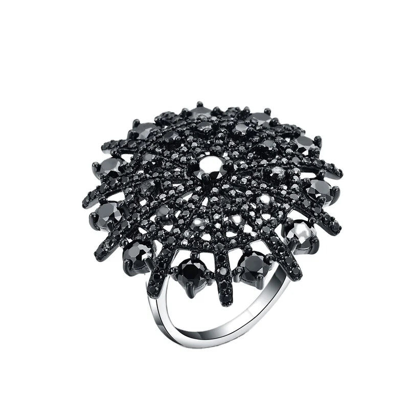 New Design Fashion Jewelry Black Spnial Ring 925 Sterling Silver Rings for Women Men
