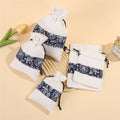 Patchwork Blue White Cotton Drawstring Bag Breathable Tea Leaves Dried Flower Sachet Packaging Bags Dust-proof Collectible Pouch
