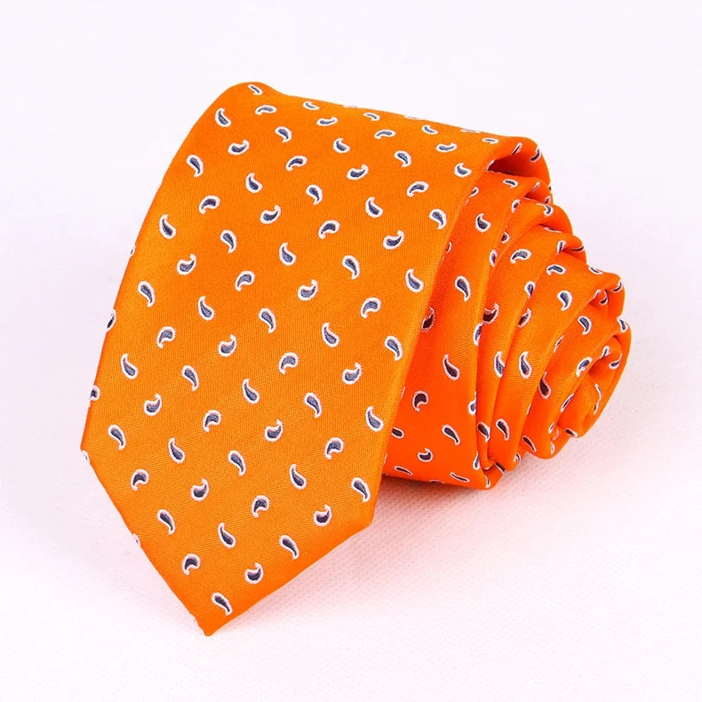 Custom Design Silk Paisley Design Necktie Set Mens 100%silk Necktie Orange Paisley Silk Ties